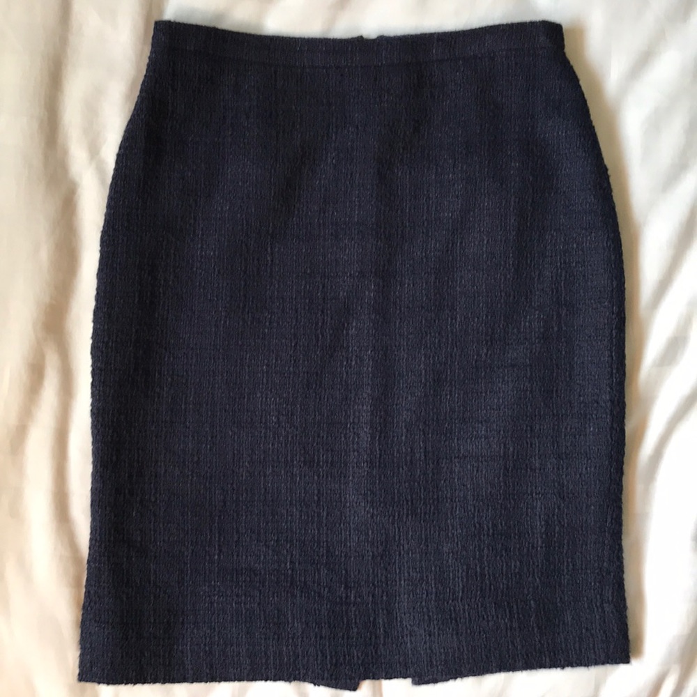 COPY - J Crew nubbly navy cotton straight skirt EUC